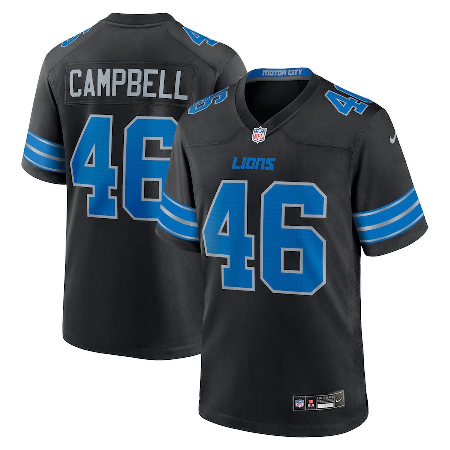 Men Detroit Lions #46 Jack Campbell Nike Black 2nd Alternate Game NFL Jersey->detroit lions->NFL Jersey